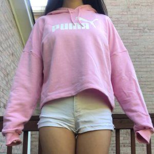 pink puma cropped sweatshirt